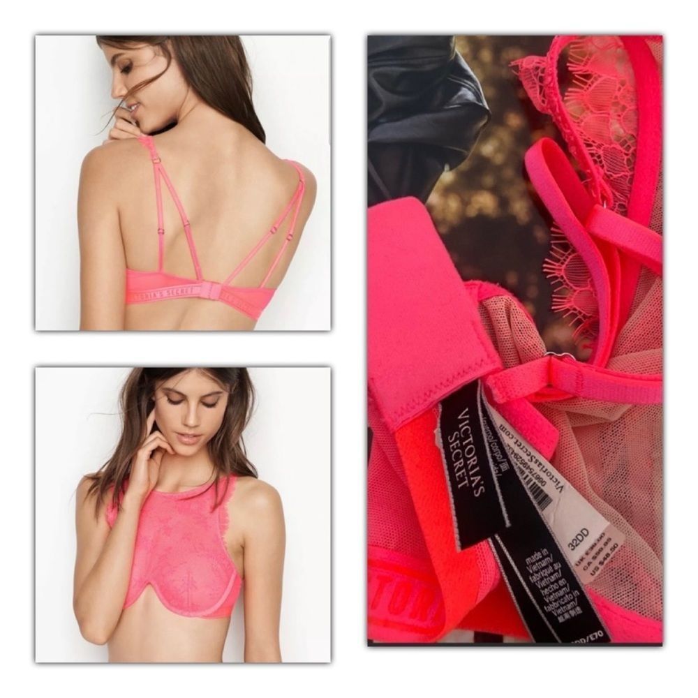 Chantilly lace high neck unlined bra top size 32DD